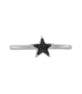 Anillos Anillo Estrella Cristal Negro Plata 925
