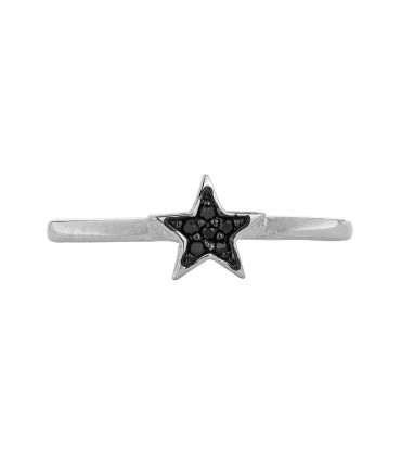 Anillos Anillo Estrella Cristal Negro Plata 925