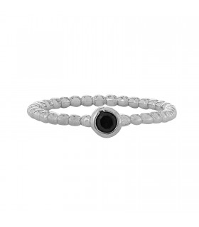 Anillos Anillo Bolitas Cristal Negro Plata