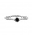 Anillo Bolitas Cristal Negro Plata