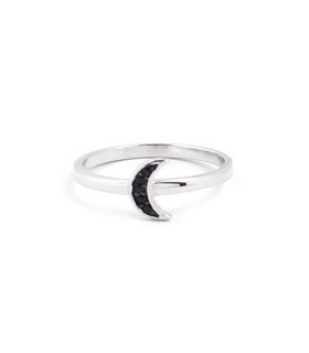 Anillos Anillo Luna Cristal Negro Plata 925