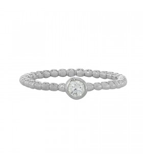 Anillos Anillo Bolitas Cristal Blanco Plata