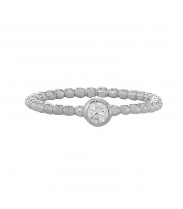 Anillos Anillo Bolitas Cristal Blanco Plata