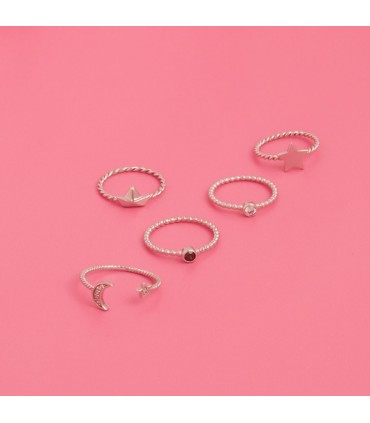 Anillos Anillo Bolitas Cristal Blanco Plata