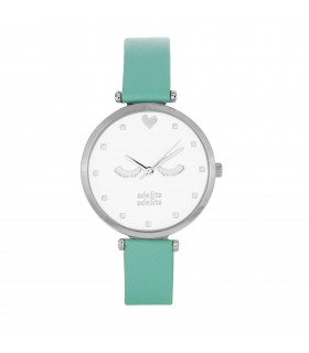 Relojes Reloj Pestañas Piel Vegana Menta