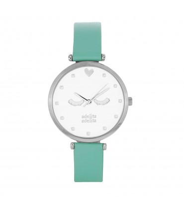 Relojes Reloj Pestañas Piel Vegana Menta