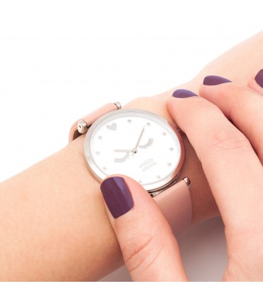 Relojes Reloj Pestañas Piel Vegana Rosa