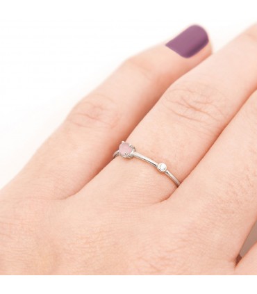 Anillos Anillo Cuarzo Rosa y Cristal Plata