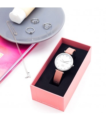 Relojes Reloj Pestañas Piel Vegana Rosa