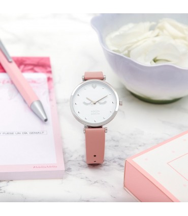 Relojes Reloj Pestañas Piel Vegana Rosa