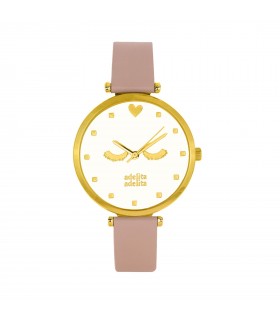 Relojes Reloj Pestañas Piel Vegana Rosa