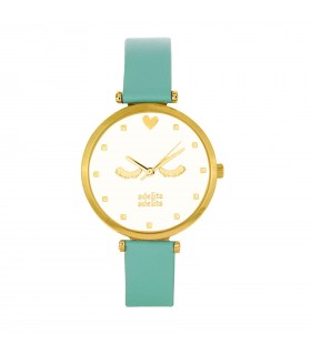 Relojes Reloj Pestañas Piel Vegana Menta