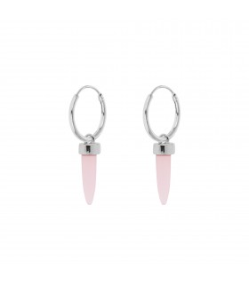 Pendientes  Aritos con Aplique Amuleto Cuarzo Rosa