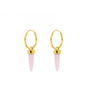 Pendientes  Aritos con Aplique Amuleto Cuarzo Rosa