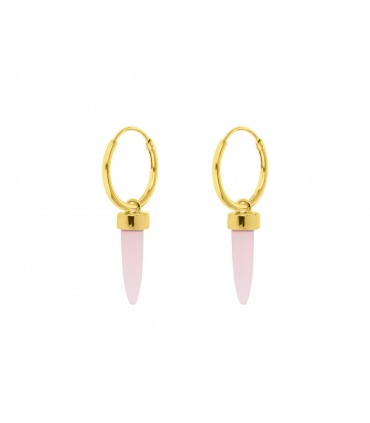 Pendientes  Aritos con Aplique Amuleto Cuarzo Rosa