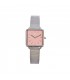 RELOJ CUADRADO PLATA ROSA Correa malla