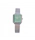 RELOJ CUADRADO PLATA MENTA Correa Malla