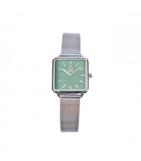 RELOJ CUADRADO PLATA MENTA Correa Malla
