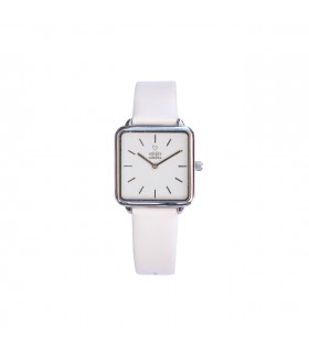 RELOJ CUADRADO PLATA BLANCO Correa blanca