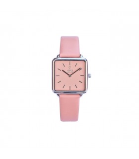 RELOJ CUADRADO PLATA ROSA Correa rosa
