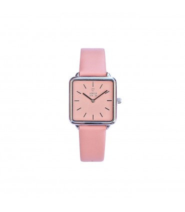 RELOJ CUADRADO PLATA ROSA Correa rosa