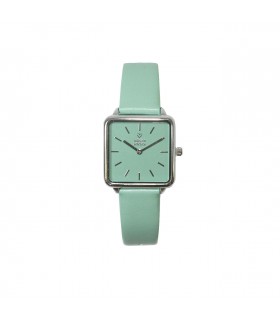RELOJ CUADRADO PLATA Esfera MENTA Correa menta