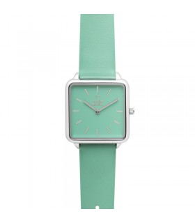 RELOJ CUADRADO PLATA Esfera MENTA Correa menta