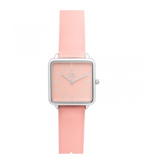 RELOJ CUADRADO PLATA ROSA Correa rosa