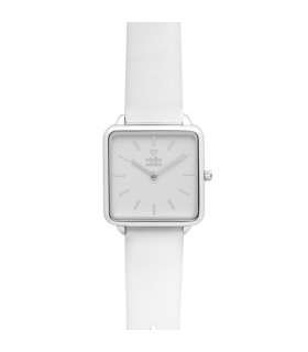 RELOJ CUADRADO PLATA BLANCO Correa blanca