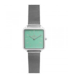 RELOJ CUADRADO PLATA MENTA Correa Malla