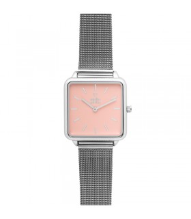 RELOJ CUADRADO PLATA ROSA Correa malla