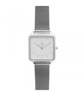RELOJ CUADRADO PLATA BLANCO Correa Malla